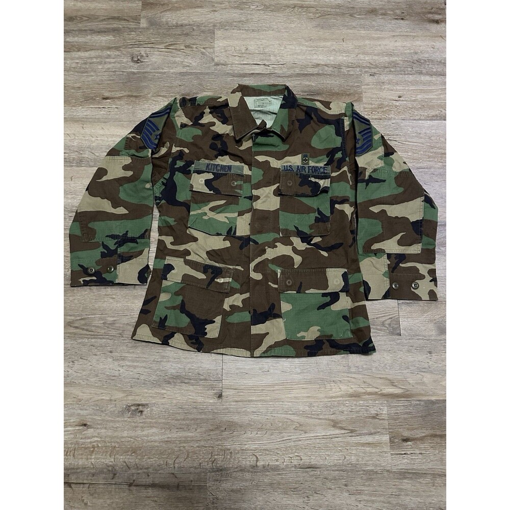 US Air Force BDU 1999 Shirt M Short‎ Woodland Camouflage Senior Master Sergeant